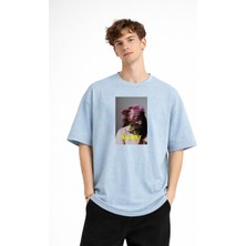 Shopwave Blurry - Oversize Erkek Tişört Bebek Mavisi