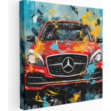 Popcasso Logosu Sunumu Ekspresyonist Karı Medya Sanatıyla Mercedes Duvar Tablosu