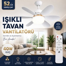Smayling Işıklı Tavan Vantilatörü 52 cm 40W Uzaktan Kumandalı 3 Kademeli Hız Ayarlı 3 Renk LED Işıklı Sessiz Çalışma Timer Özellikli