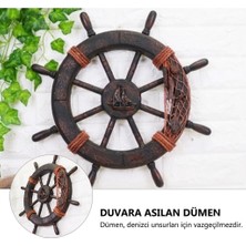 Maraz Ahşap Gemi Dümeni Duvar Dekoru 45 cm - Denizci Temalı Ahşap Duvar Süsü 45CM