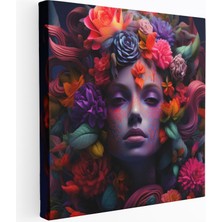 Popcasso Medusa Çiçek Temalı Canlı Çiçekler ile Modern Sanat Dokusu Duvar Tablosu