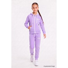 Pina Kids Kız Çocuk Scuba Atheletic Reglan Kol Kapüşonlu Dalgıç Kumaş Eşofman Takımı ESF7027