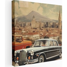 Popcasso Retro Reklam Kolajı Mercedes Temalı Kanvas Tablo