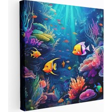 Popcasso Deniz Manzaralı Denizaltı Teması Modern Sanat Illüstrasyonu Dekoratif Kanvas Tablo