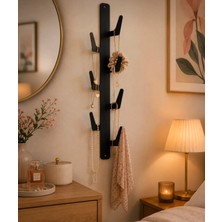 YDGR Modern Kaktüs Duvar Askılığı Siyah Metal Yapışkanlı Anahtarlık Çanta ve Havlu Askısı 42 cm