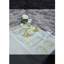 SEÇKİNEV Büyük Davet Lüks 11 Parça Gold Detaylı Ayaklı Sunumluk ve Davet Seti