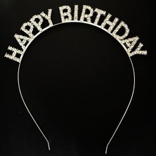 Die Grup Gümüş Kristal Taşlı Happy Birthday Doğum Günü Tacı Ithal Ürün A Kalite 17X16 cm (5324)
