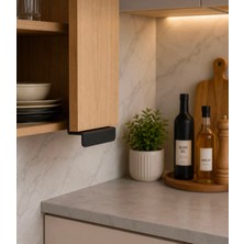 YDGR Mat Siyah Metal Dolap Kulpu Yapışkanlı Ayakla Kapak Açma Aparatı 10X4 cm