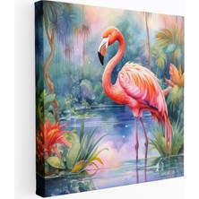 Popcasso Tropikal Cennet Flamingo Flamingo Temalı Modern Sanat Duvar Tablosu