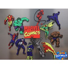 Dıymax Retro Marvel Magnet Seti 70LER Çizgi Roman Figürlü Dekoratif Mıknatıs