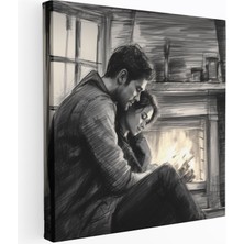 Popcasso Romantik Şömine Modern Sanat Kanvas Tablo