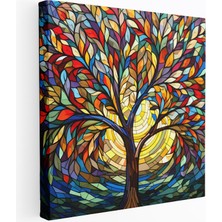 Popcasso Renkli Yapraklar Modern Sanat Temalı Yaprak Deseni Kanvas Tablo