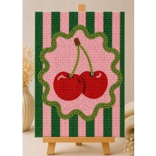 Cherry Pearlstone Tuval Sanat Kiti | Yarım Inci 3D Tablo Boyama Seti | Rhinestone