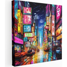 Popcasso Dünyanın En Güzel Manzaraları Neon Şehir Manzaralı Görünüm Enerjik Dekoratif Kanvas Tablo