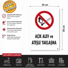Ergündoğdu 'Açık Alev ve Ateşle Yaklaşma' Ikaz Uyarı Levhası Pvc 25X35 cm