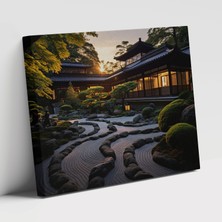 Popcasso Zen Bahçesi Desenli Doğa Manzaralı Görünüm ile Dekoratif Duvar Sanatı Kanvas Duvar Tablosu