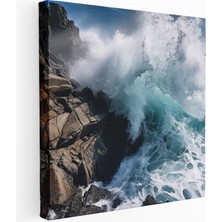 Popcasso Deniz Mavisi Kıyı Çizgisi Modern Sanat Deniz Dalgaları Teması Kanvas Duvar Tablosu