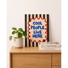 Cool People Siyah Beyaz Pearlstone Tuval Sanat Kiti | Yarım Inci 3D Tablo Boyama Seti | Rhinestone