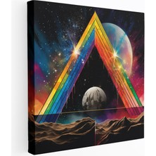 Popcasso Abstrakt Dijital Sanat Karanlık Tarafı Manzarası Pink Floyd Kanvas Duvar Tablosu