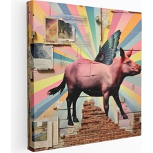 Popcasso Pink Floyd Motifli Çağdaş Duvar Sanatı Çok Renkli Abstrakt Tasarım Duvar Tablosu