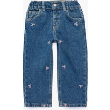 Koton Pamuklu Fiyonk Nakış Detaylı Denim Pantolon