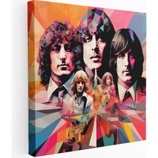 Popcasso Pink Floyd Pop Sanat Koleksiyonu Grup Üyeleri ile Yaratıcı Kompozisyon Kanvas Tablo