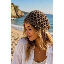Modex Bohem Tarzı Para Pul Sıralı El Örgüsü Tasarım File Bere