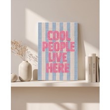 Cool People Mavi Pembe Pearlstone Tuval Sanat Kiti | Yarım Inci 3D Tablo Seti | Rhinestone