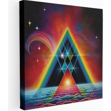 Popcasso Desenli The Dark Side Of The Moon Prizması Psikedelik Pink Floyd Kanvas Tablo
