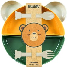 Zemira Buddy Mama Tabağı Seti, 1 Ayıcık Tabak 4 Kase Çatal-Kaşık, Bebek Çocuklar Için Yemek Takımı, Bpa