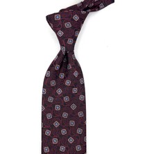 Kravatkolik Siyah Bordo Motif Desen Mendilli Klasik Kravat KK13889