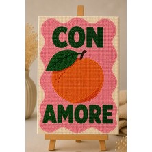 Con Amore Pearlstone Tuval Sanat Kiti | Yarım Inci 3D Tablo Boyama Seti | Rhinestone