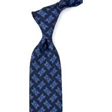 Kravatkolik Lacivert Mavi Motif Desen Mendilli Klasik Kravat KK13933