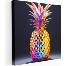 Popcasso Holografik Ananas Motifli Gelecekçi Stil Kanvas Tablo