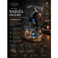 Mersi Shop Led Işıklı Nazgül Figürü Polyester Fantastik Ölüm Meleği Biblosu Masaüstü Dekor 24 Cm