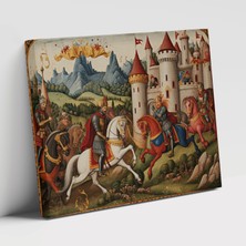 Popcas Ortaçağ Şövalyeleri Ortaçağ Teması Modern Sanat Duvar Tablosu