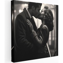 Popcas Fotoğraf Detayı Romantik Sonsuz Öpücük Siyah Beyaz Duvar Tablosu
