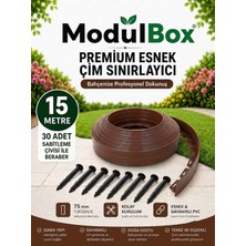 Modulbox Esnek Pvc Çim Ayırıcı, Bahçe Peyzaj Düzenleyici, ( 15 Metre Kahverengi ) Çim Sınırlayıcı Esnek Plastik ,taş, Toprak Ayraç Bariyer Peyzaj Bordürü