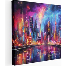 Popcasso Parıltılı Şehir Manzarası Modern Sanat Dekoratif Kanvas Tablo