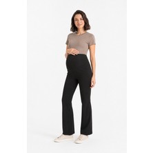 BirBal Butik Hamile Giyim Bel Ayarlanabilir Ispanyol Paça Iki Iplik Lycra Penye Pantolon