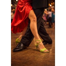 Lo Mejor Shoes Yeşil Simli Kelebek Model Kadın Tango-Dans ve Salon Ayakkabısı 7,5 CM(11PONT)TOPUK Boyunda Enmoda