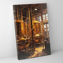 Popcas Bira Fabrikası Motifli Modern Sanat Gerçekçi Yağlı Boyama Tekniğiyle Duvar Tablosu
