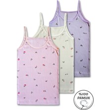 Panfilia %100 Pamuklu Kız Çocuk Ince Askılı Atlet 3'lü Set/ Fanila / Iç Giyim