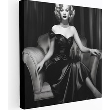 Popcasso Geleneksel Klasik Hollywood Portresi Modern Sanat Siyah Beyaz Görsel Dekoratif Kanvas Tablo