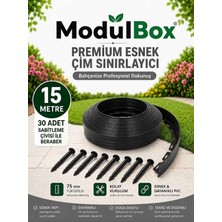 Modulbox Esnek Pvc Çim Ayırıcı, Bahçe Peyzaj Düzenleyici, ( 15 Metre Siyah ) Çim Sınırlayıcı Esnek Plastik ,taş, Toprak Ayraç Bariyer Peyzaj Bordürü