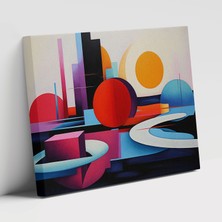 Popcasso Geometrik Temalı Zen Bahçesi Üzerine Temiz Hatlarla Yerleştirilmiş Dekoratif Kanvas Tablo