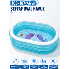 Yıldırım Oyuncak Şeffaf Oval Şişme Havuz 163×107×46 cm – 3 Boğumlu Büyük Boy Çocuk ve Aile Bahçe, Balkon Havuzu