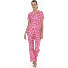 U.S. Polo Assn. 20084 Deniz Yıldızı Desenli Boydan Düğmeli Gömlek Pijama Takım