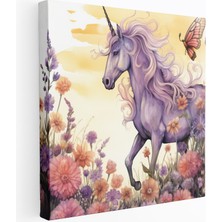 Popcasso Mor Unicorn Fantezi Mor Masalsı Illüstrasyon Duvar Tablosu