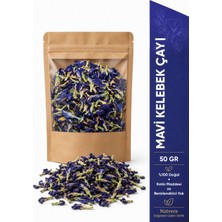 Natvera Mavi Kelebek Çayı 50 gr - Premium Kalite Clitoria Ternatea | Doğal Bitki Çayı | Katkısız | Kilitli Kraft Paket